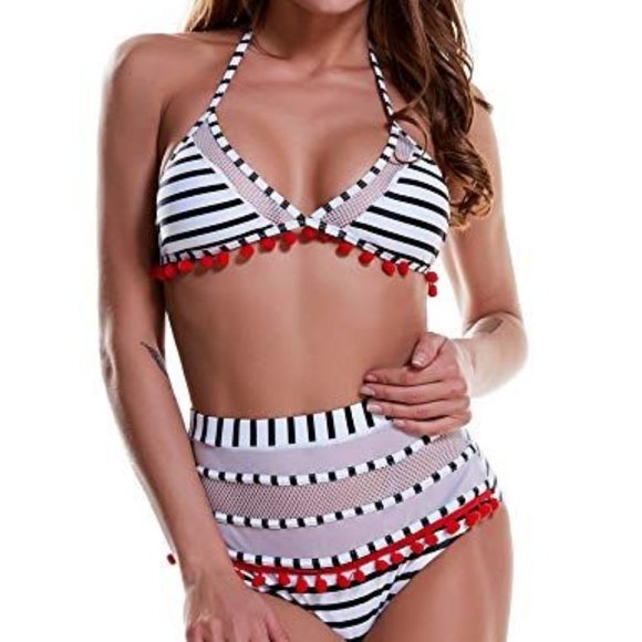 LAST ONE <XL>🌞High Waist Pom Pom Swim Set - Picture 8 of 8